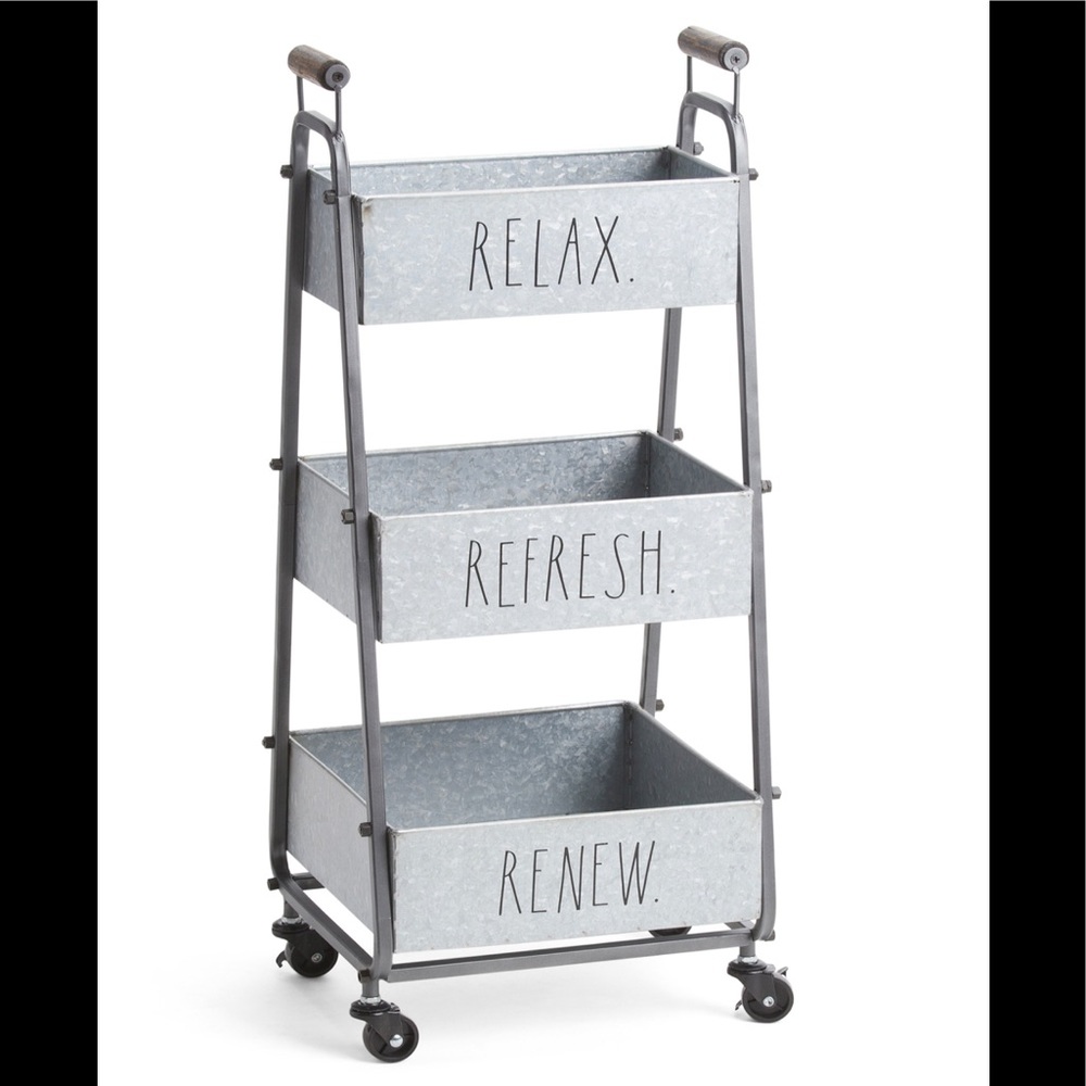 Rae Dunn Galvanized Metal rolling cart